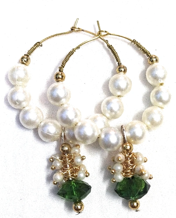 NIBRAS Pearl Seed Beads Dangling Hoop Earrings -  B09JGKYYTS, 9 gm, 6.5cm x 4cm x 1cm
